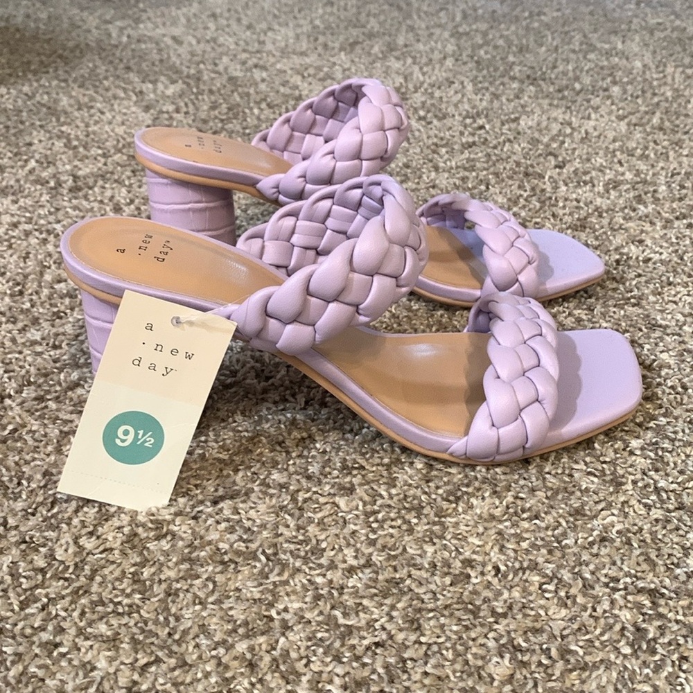 NWT A New Day Lilac Purple Braided Heels Sandals 9.5